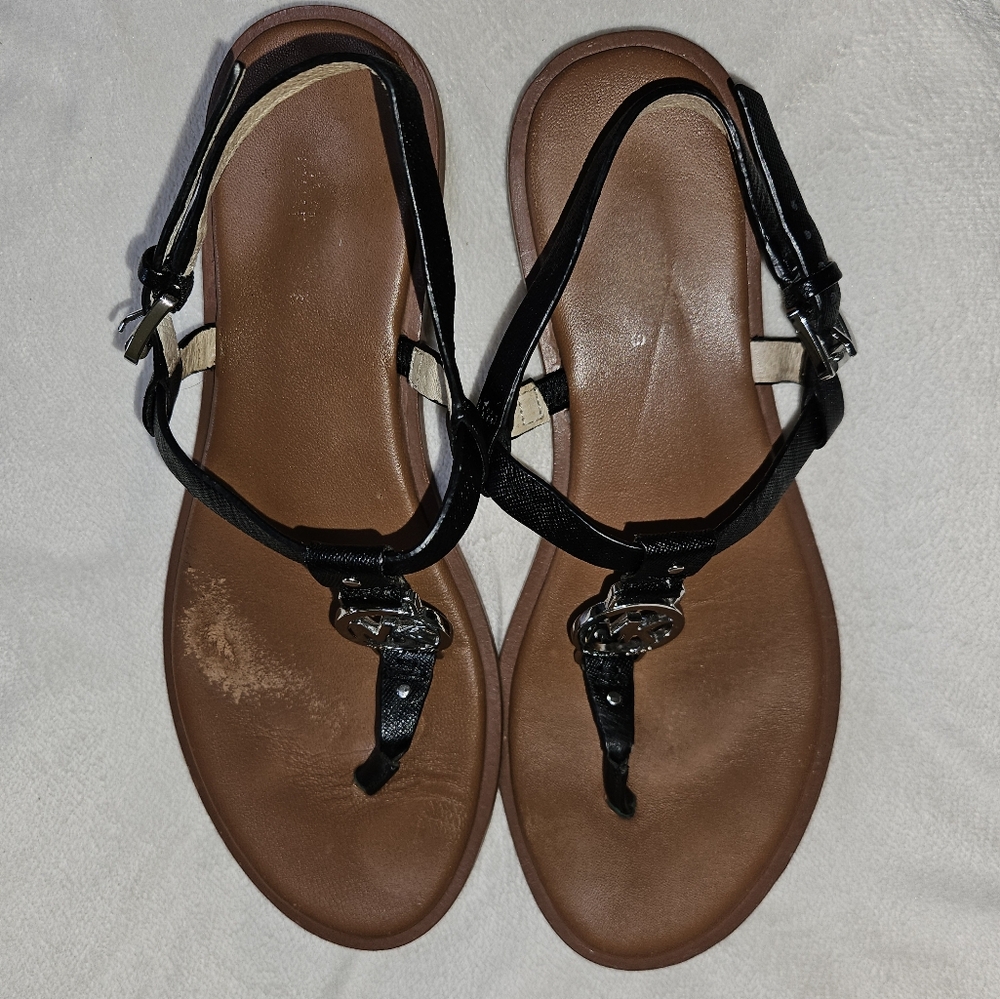 Michael Kors Sandals, size 7, black with silver tone hardware